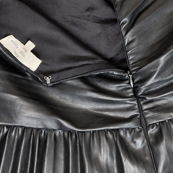 Entro Faux Leather Pleated Midi Dress Black Size Small - Picture 5 of 5
